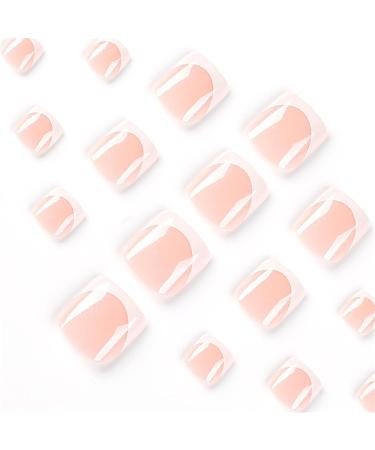 24Pieces Fake French Toe Nails Set Press On Short Square Kits Wearable False Nails Fashion Feet Tips Art False Nails Toe Nails Flat Shape Wearable Nails - Buy Online on GoSupps.com