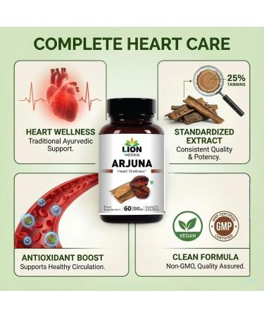 Lion Wellness Arjuna Capsules Heart & Cardiovascular Support 60 Capsules - Buy Online on GoSupps.com