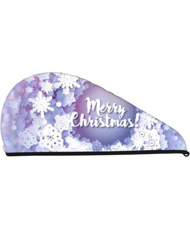 Round Snow Merry Christmas Hair Towel - Super Absorbent Microfiber Wrap for Women | Quick Dry Coral Velvet Cap for Long Curly & Thick Hair - Buy Online on GoSupps.com