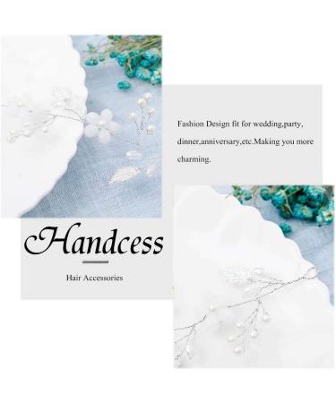 Handcess Flower Bride Wedding Hair Vine Pearl Headpiece Rhinestone Headband Leaf Bridal Hair Accessoreies for Women and Girls (Silver) - Buy Online on GoSupps.com
