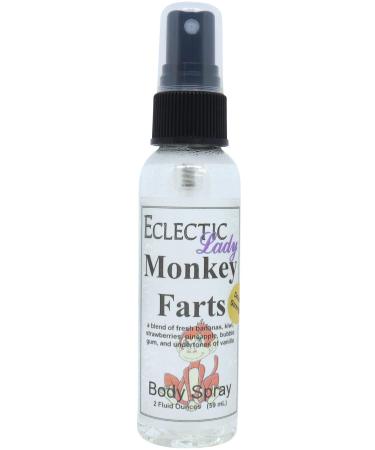 Monkey Farts Body Spray (Double Strength) 2 ounces Body Mist for Women with Clean Light & Gentle Fragrance Long Lasting Perfume with Comforting Scent for Men & Women Cologne with Soft Subtle 2 Fluid Ounces (Double Strength)