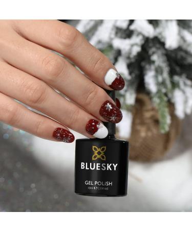 BLUESKY Gel Nail Polish Snowflake Top Coat - Shiny Snow White. Clear No-wipe top coat with snowflake effect 10ml (Requires curing under UV/LED Lamp) - Buy Online on GoSupps.com