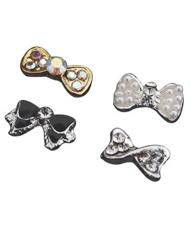 Gkhowiu 40pcs DIY Metal 3D Nail Art Tip Decoration Mix Colors & Luxury Charm Jewelry Tool Bow