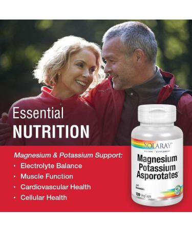 Buy Solaray Magnesium Potassium Asporotates - 120 VegCaps for Optimal Health - Buy Online on GoSupps.com