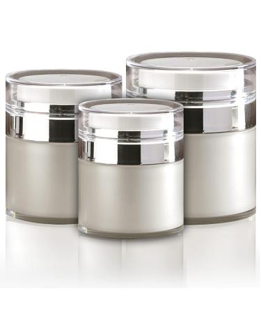 Elegend Empty Airless Cosmetic Container With Silver Ion Coating  3pcs (0.5oz + 1oz + 1.7oz)  Airless Pump Jar for Cosmetic  The Best Refillable Container for Lotions, Gels & Creams  Leak Proof Portable Travel Size Container For Moisturizer