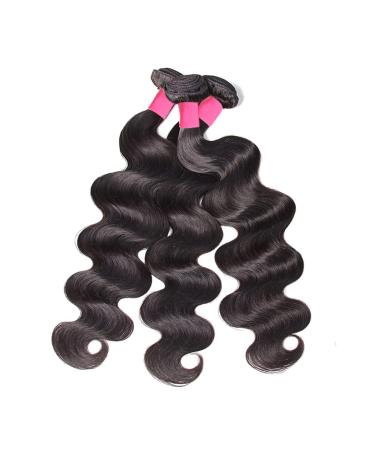 Taziza Body Wave Brazilian Virgin Human Hair - 3 Bundles + Lace Closure | Natural Color 24 26 28 + 22 Free Part | Glueless Unprocessed Hair Weft - Buy Online on GoSupps.com