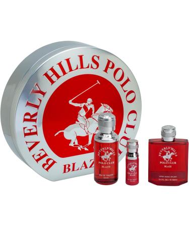 Beverly Hills Polo Club Men's 3 Piece Cologne Gift Set in Collectable Tin with Eau De Toilettes and After Shave BHPC (Blaze)