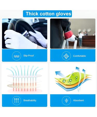 Washable White Cotton Gloves for Eczema and Dry Hands - 20pcs Moisturizing Gloves for Daily Work and Jewelry Inspection | Soft and Breathable - One Size Fits All - Buy Online on GoSupps.com