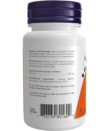 NOW L-tyrosine 500mg 60 Capsules - Buy Online on GoSupps.com