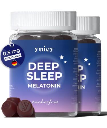 Yuicy melatonin rubber - 120 pcs. Extremely delicious & sugar -free gummy bears to fall asleep - 0.5 mg melatonin high -dose & vegan - Proven sleep aid adults - Deep Sleep 120 Deep Sleep rubber - Double Pack