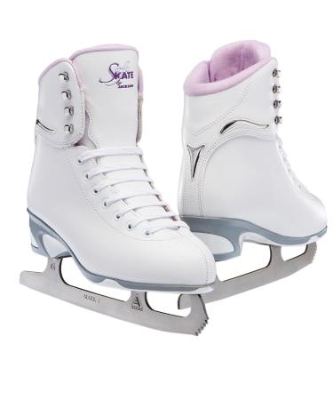 Jackson Ultima SoftSkate Womens/Girls Figure Skate 2 Misses Finesse 180 Hight Top Lace Up Medium Support SoftSkate White/Purple