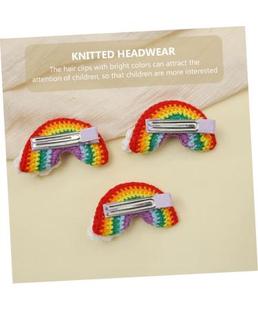FOMIYES 2 Pairs Rainbow Barrettes Girls Hair Clips Rainbow Hair Barrette Hair Bow Felt Rainbow Applique Knitted Headwear Kids Hair Clips Knitting Rainbow Patches Yarn Child To Weave Alloy - Buy Online on GoSupps.com