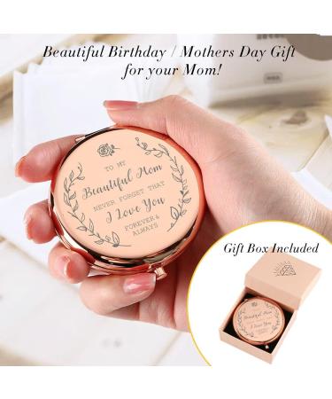 Rose Gold Compact Makeup Mirror - Birthday Gifts for Mom from Daughter/Son | Mother of The Bride Gift | Best Mom Gifts - Buy Online on GoSupps.com