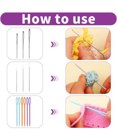 Plastic Sewing Needles Set - 45 Pcs Large Eye Blunt Bent Tapestry Needles for Knitting Crochet - Buy Online on GoSupps.com