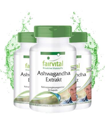 Fairvital Ashwaganda extract 500mg HIGH DOSE VEGAN 180 capsules 60 x 3 Ashwagandha extract Indian ginseng standardized to 5 withanolide