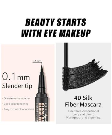 Buy 2 in 1 4D Silk Fiber Eyelash Mascara & Waterproof Liquid Eyeliner - Extra Long Thick Voluminous Lashes - Fast Drying Long-Lasting Black Mascara for Intense Definition - Buy Online on GoSupps.com