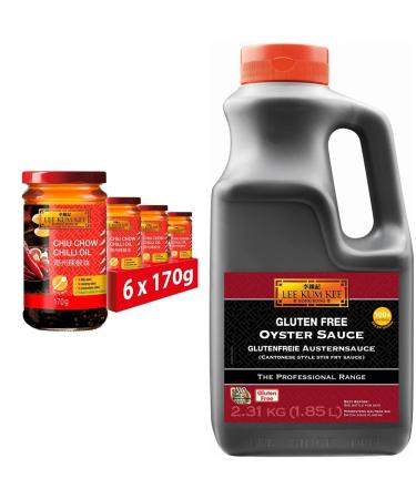 Lee Kum Kee Chiu Chow Chilli Oil Sauce 170g (Pack of 6) & Gluten free Oyster Sauce 2.31 Kg