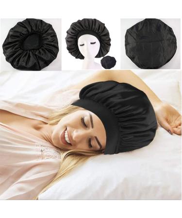 HPAMBA Silk Sleeping Cap - Breathable Satin Night Hat for Long Hair | Elastic Wide Extra Large Sleep Cap (2 Pieces) - Buy Online on GoSupps.com
