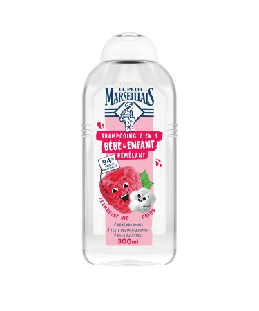 Le Petit Marseillais | 2 in 1 Baby & Child Shampoo Detangling Organic Raspberry & Cotton (300 ml) – 94% natural origin – Ne
