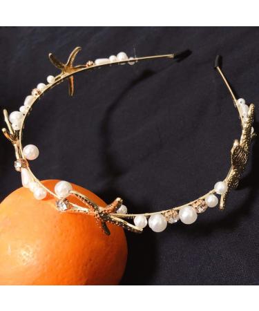 Minkissy Sea Star Hair Hoop with Pearl Design - Attractive Alloy Headband for Wedding Headdress - Buy Online on GoSupps.com