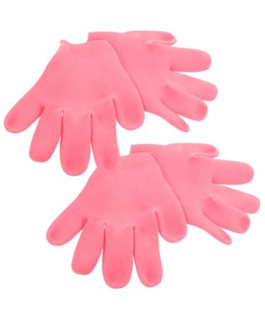 FRCOLOR 2 Pairs Pink Silicone Gloves for Dry Hand whitening Silicone Glove Lotion Foot mask moisturizing Gloves for Dry Moisture Gloves for Dry Hand Lotion Silica Gel