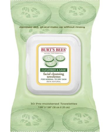 Burts Facial Twlette Cuke Size 30ct Burts Cleasing Towel Facial Cuke/Sage 30ct