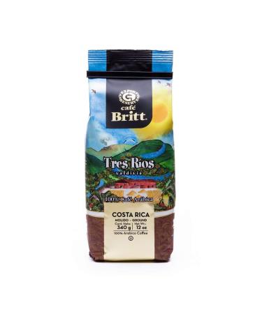 Caf Britt - Caf costaricien Tres Rios Valdivia (12 oz) (1 paquet) - Caf moulu arabica casher sans gluten 100% gourmet et torr faction moyennement l g re