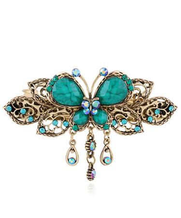 Vintage French Rhinestone Flower Butterfly Hair Clips for Women & Teens - Blue Hair Claws & Accessories - Buy Online on GoSupps.com