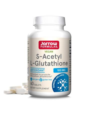 Jarrow Formulas S-Acetyl L-Glutathione Tablets - 100 mg - 60 Count - Dietary Supplement - Stable Form of L-Glutathione - for Antioxidant Support and Detoxification - Non-GMO - Gluten Free