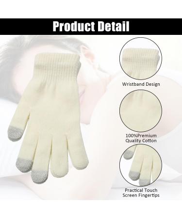 2 Pairs of Moisturizing Touch Screen Gloves Dry Hand Cotton Gloves Moisture-Proof Gloves Adult Eczema Gloves for Dry Hand Eczema Suitable for Dry Hand Eczema (White + Gray) - Buy Online on GoSupps.com