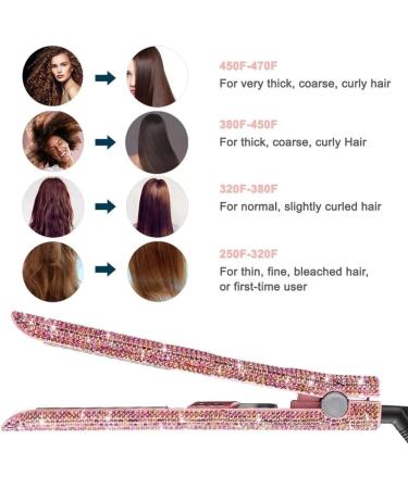 Rhinestone Titanium Flat Iron & Curler - Professional High Heat Hair Straightener 470 for Stunning Styles - Buy Online on GoSupps.com