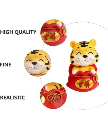 ORFOFE Digital Dash 2 Pcs Year of The Tiger Bobble Head Ornament Resin Red Blush Office Pearlescent Fengshui Statue Red 1x2pcs 6X6X9.5CMx2pcs - Buy Online on GoSupps.com