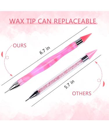 2PCS Rhinestone Picker Dotting Pen Set - Pink Purple | Dual-ended Wax Pencil for Nail Art Decoration DIY - Buy Online on GoSupps.com