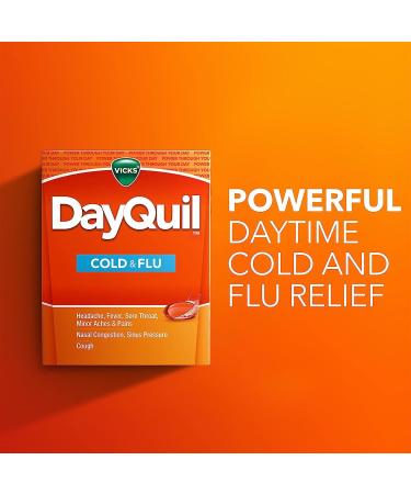 Vicks DayQuil Cold & Flu Medicine - Non-Drowsy Relief for Headache, Fever, Sore Throat & More - 24 Liquicaps - Buy Online on GoSupps.com
