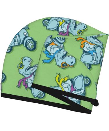 Hair Towel Wrap - Quick-Dry Turban with Button | Motorcycle Riding Dinosaur Design - Buy Online on GoSupps.com