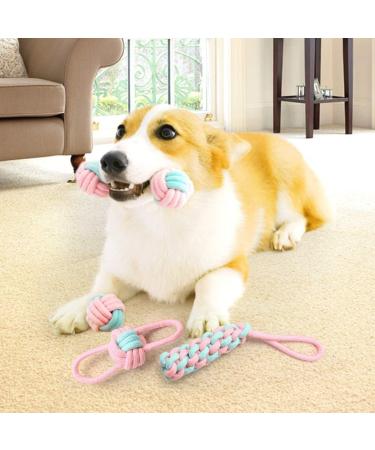 Buy An Verse Dog Toy Rope Set - 4 Durable Interactive Toys for Small & Medium Puppies | Natural Cotton Pink - Buy Online on GoSupps.com