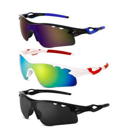 Jostift 3 pieces of sports glasses bicycle glasses men sport sunglasses running glasses bicycle glasses polarized bicycle glasses for men women