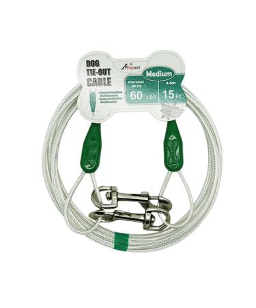 Petest Reflective Traction Rope for Medium Dogs up to 27 kg 4.5 m 60lbs15ft Dark Green / Silver