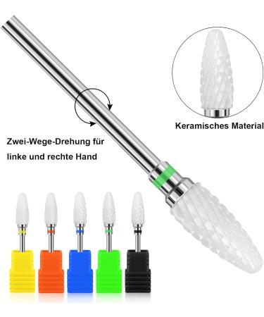Piashow Improved Version 5-Piece Ceramic Nail Drill Bit Set Professional Nail Cutter Attachments Home Use Nail Cutter Bits for Gel Nails Manicure Pedicure Cuticles (3/32 Inches) Stil 1 - Buy Online on GoSupps.com