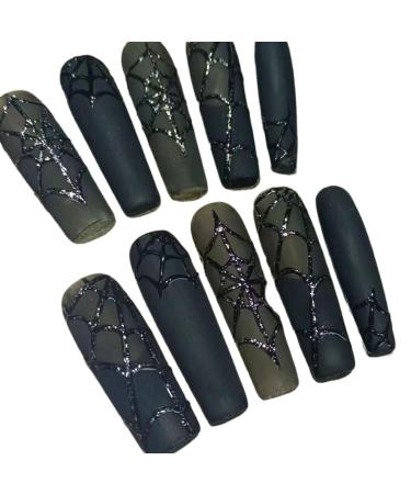 Temperament-enhancing nail art hand-customized European and American super-long spice girls wearing a fake nails nail paste finished Halloween scrub nail.(L)