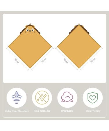 Bamboo Hooded Baby Bath Towel | Toddler Wearable Blanket | Lion Animal Bathrobe 75x75cm - Buy Online on GoSupps.com