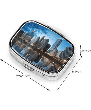 Chicago Reflected Printing Small Pill Case | 2 Compartment Travel Pill Organizer | Cute Pill Box for Purse & Pocket Gifts - Buy Online on GoSupps.com