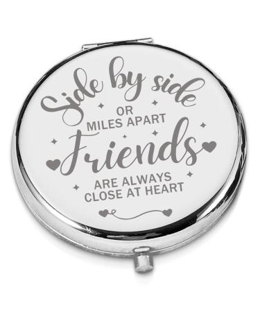 LRUIOMVE Friendship Gifts for Best Friend  Inspirational Sliver Engraved Travel Makeup Mirror  Compact Pocket Cosmetic Mirror for Sister Friends Birthday Graduation Thanksgivingor Gift