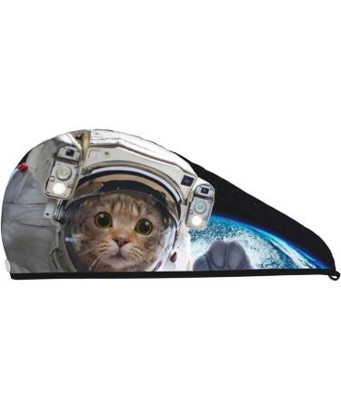 Cat Astronaut Microfiber Hair Towel | Soft & Super Absorbent Coral Velvet Hair Wrap for Women - Quick Dry for Long Curly & Thick Hair - Buy Online on GoSupps.com