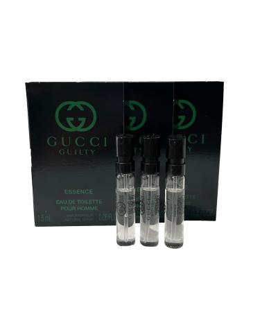 Gucci Guilty ESSENCE Sample Perfume Men EDT Spray Pour Homme MINI SMALL Travel Size 1.5 ML / 0.05 (0693) - set of 3