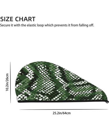 Green Snakeskin Microfiber Hair Towel - Soft Super Absorbent & Quick Dry Hair Wrap for Women with Long Curly & Thick Hair - Buy Online on GoSupps.com