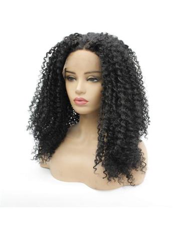 Buy Small Curly Black Fluffy Wig - Front Lace Chemical Fiber for Men | Long Curly Hair Wig - Buy Online on GoSupps.com