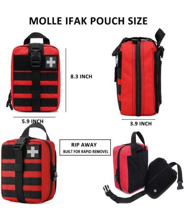 1000D Molle RIP Away Tactical First Aid Pouch - Red | Camping Hiking Travel Bag - Buy Online on GoSupps.com