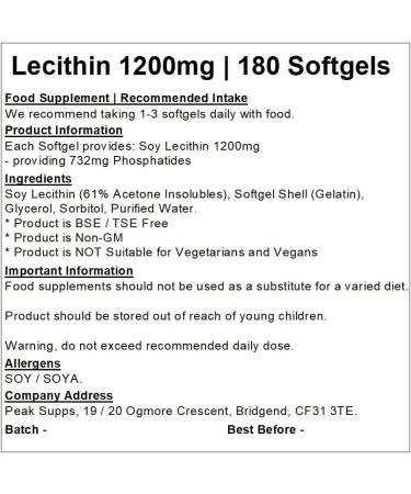 SOYA Lecithin 1200mg Softgel Capsules | Phosphatides (180) 180 Sotgels - Buy Online on GoSupps.com