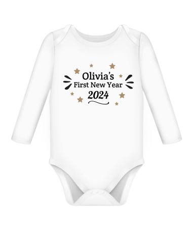 My First New Year Baby Outfit Personalised Baby Grows Vest Boy Girl Newborn Unisex Babies Clothes For Boys Girls Vests Gender Neutral Gifts 0-3 Months LONG SLEEVE - Buy Online on GoSupps.com